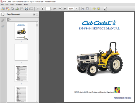 Cub Cadet 8354 8404 Series Service Repair Manual