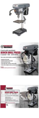 Drill Presses 71296: Bench Drill Press 5 Speed Table Top Mount 8 3070 Rpm Metal ...