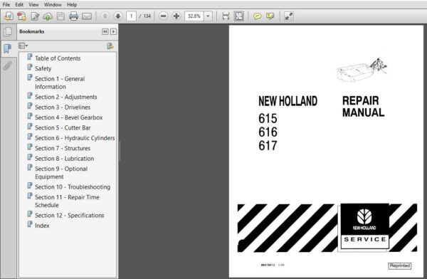 New Holland Tractor 615 616 617 Service Repair Manual (86578412) – New Holland Tractor 615 616 617