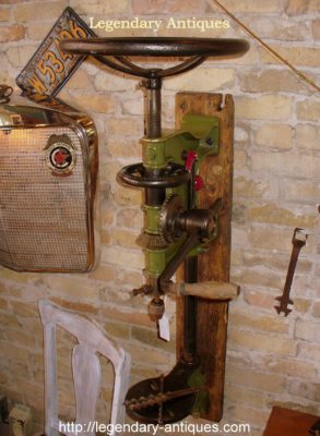 New in the shop, this industrial wall or post drill press, circa 1880's. This ca...