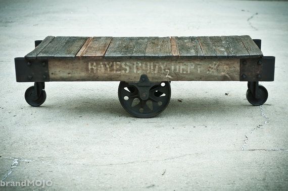 Vintage Industrial Factory Cart Coffee Table