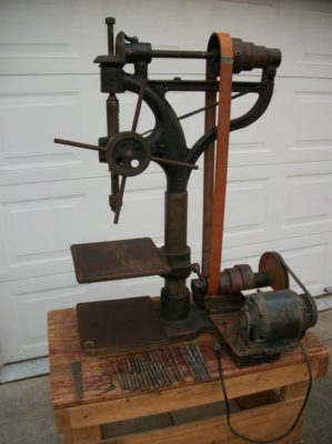 vintage drill press-The Burke Machine Tool Co No2 benchtop Camelback Drill Press