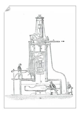 A1 Poster. Nasmyth's patent steam hammer, 1844. Creator: