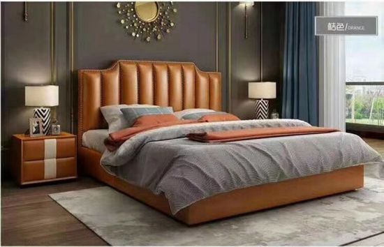 Comfortable Wood Hotel Furniture Bedroom Double High Headboard Bed