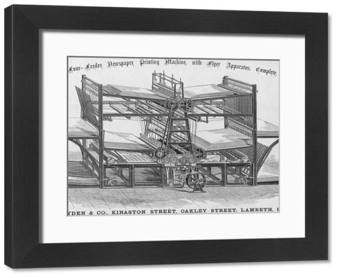 Framed Print. Old Style Printing Press