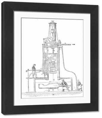 Large Framed Photo. Nasmyth's patent steam hammer, 1844.