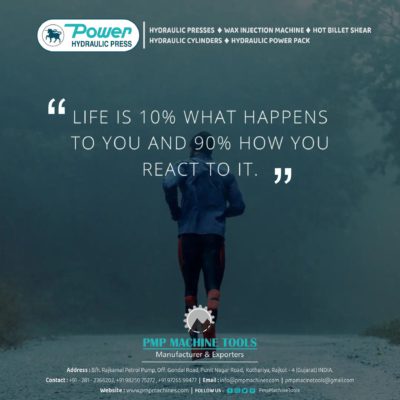 Life is 10% what happens to us and 90% how we react to it.