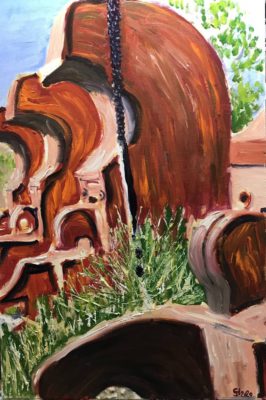 Original Architecture Painting by Geoff Hargraves | Impressionism Art on Wood | Sentinels, Cockatoo Island