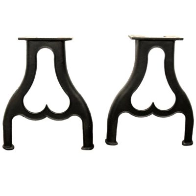 Pair of Heart Shaped Industrial Machine Cast Iron Table Legs