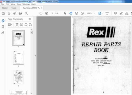 Rex Rollers 3-5 4-6 Bulletin 429A Parts Manual - PDF DOWNLOAD