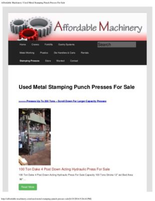 Used metal stamping punch presses for sale