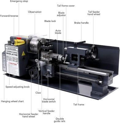 Z ZELUS Metal Lathe 550W 7 x 14Inch Mini Lathe 180x350MM Variable Speed 2250 RPM Mini Lathe Machine High Precision Milling Machine for Mini Precision Parts Processing (7X14Inch)